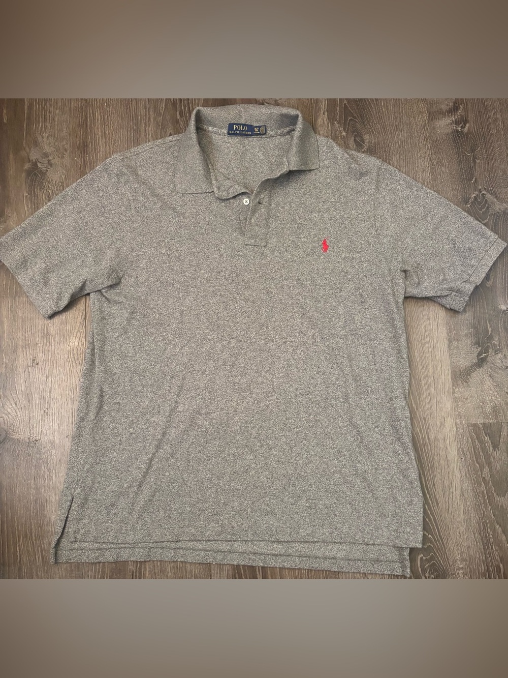 Ralph Lauren Men's Heather Gray Polo with Red Pony Embroidery